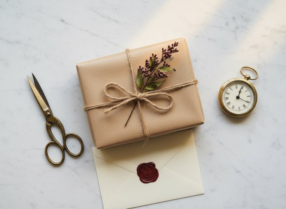 Regalo envuelto rápido con papel kraft