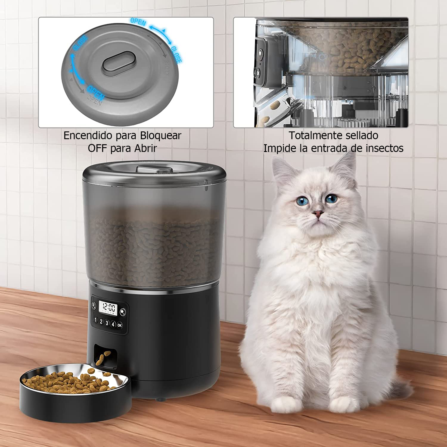 Comedero automático inteligente para mascotas 4L con cámara