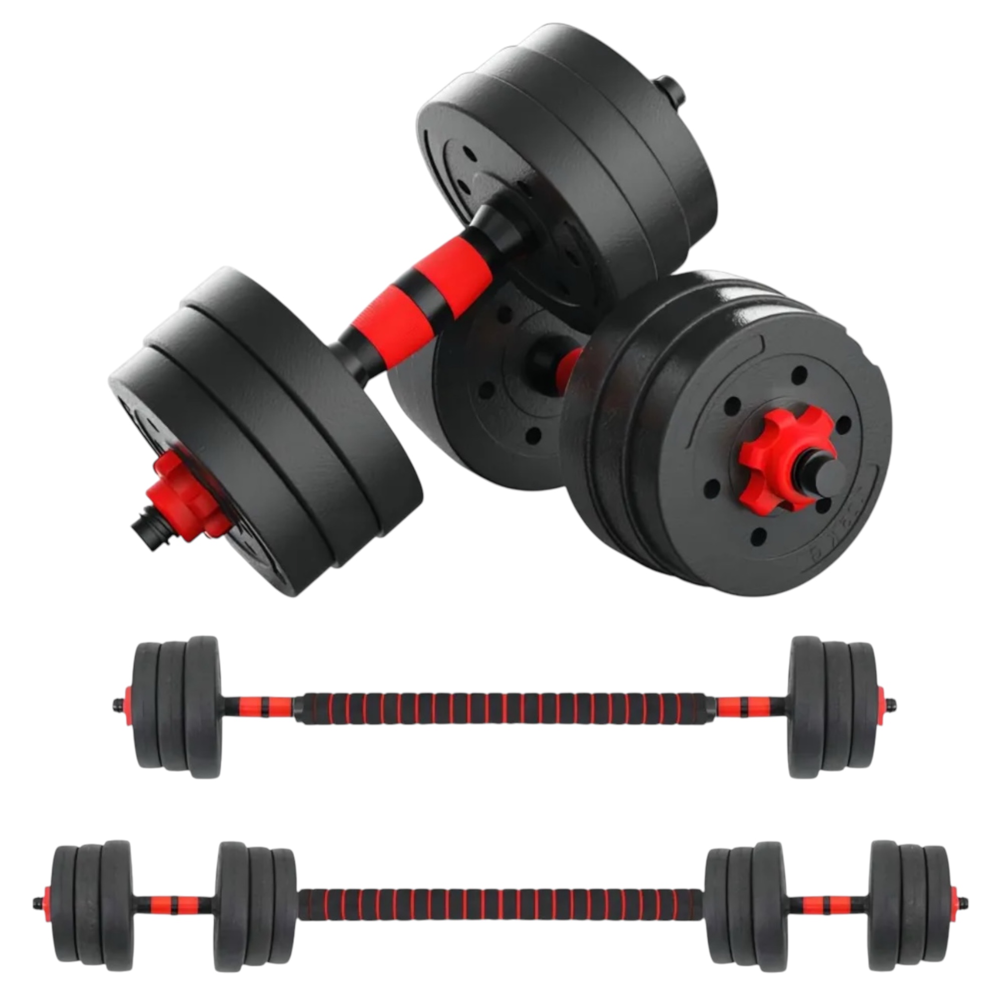 Mancuernas Ajustables 2 en 1 con Barra 10-30 kg
