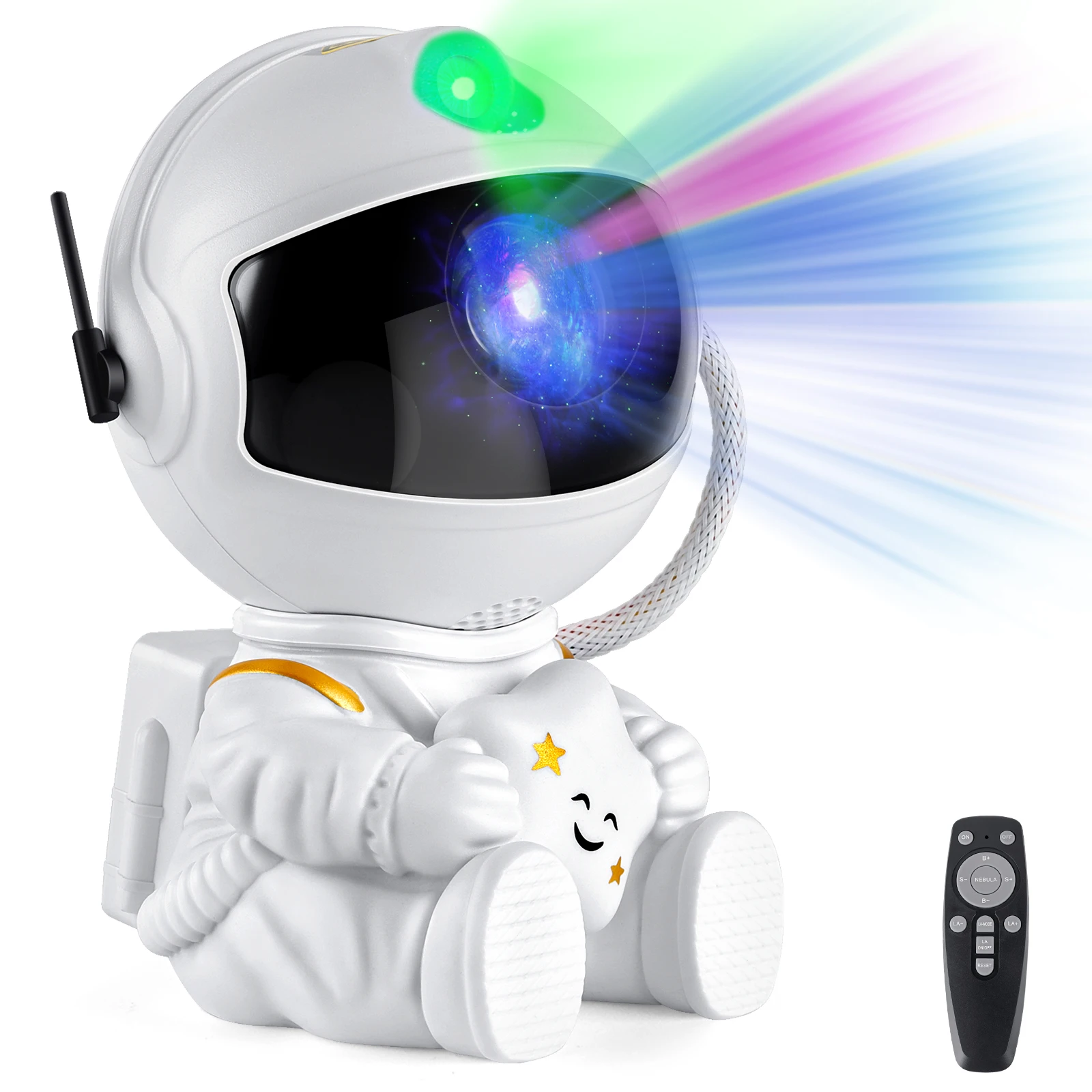 Proyector astronauta galaxia y aurora